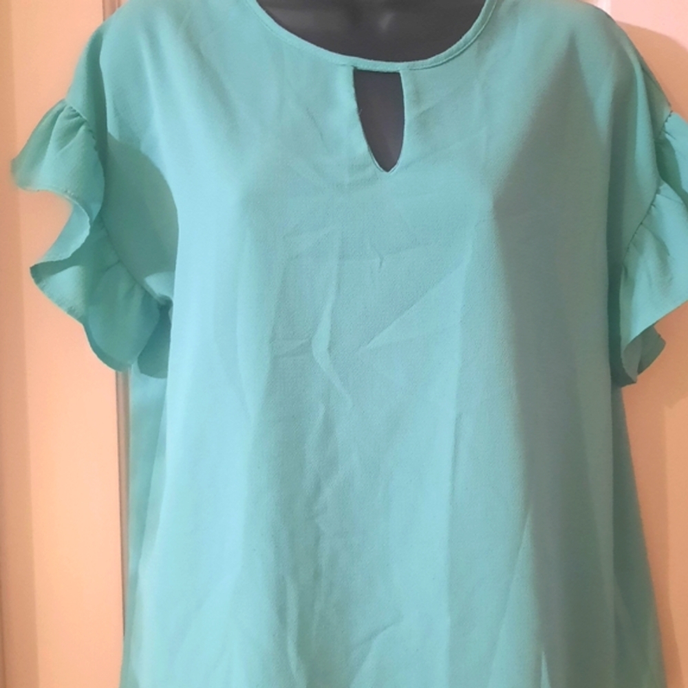 Elegant Teal Ruffle Sleeve Top - Women's Size: Medium - Brand: Boutique